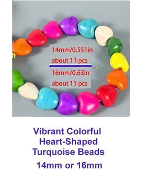 Vibrant Colorful Heart-Shaped Turquoise Beads 14mm or  16mm(about 11pcs)